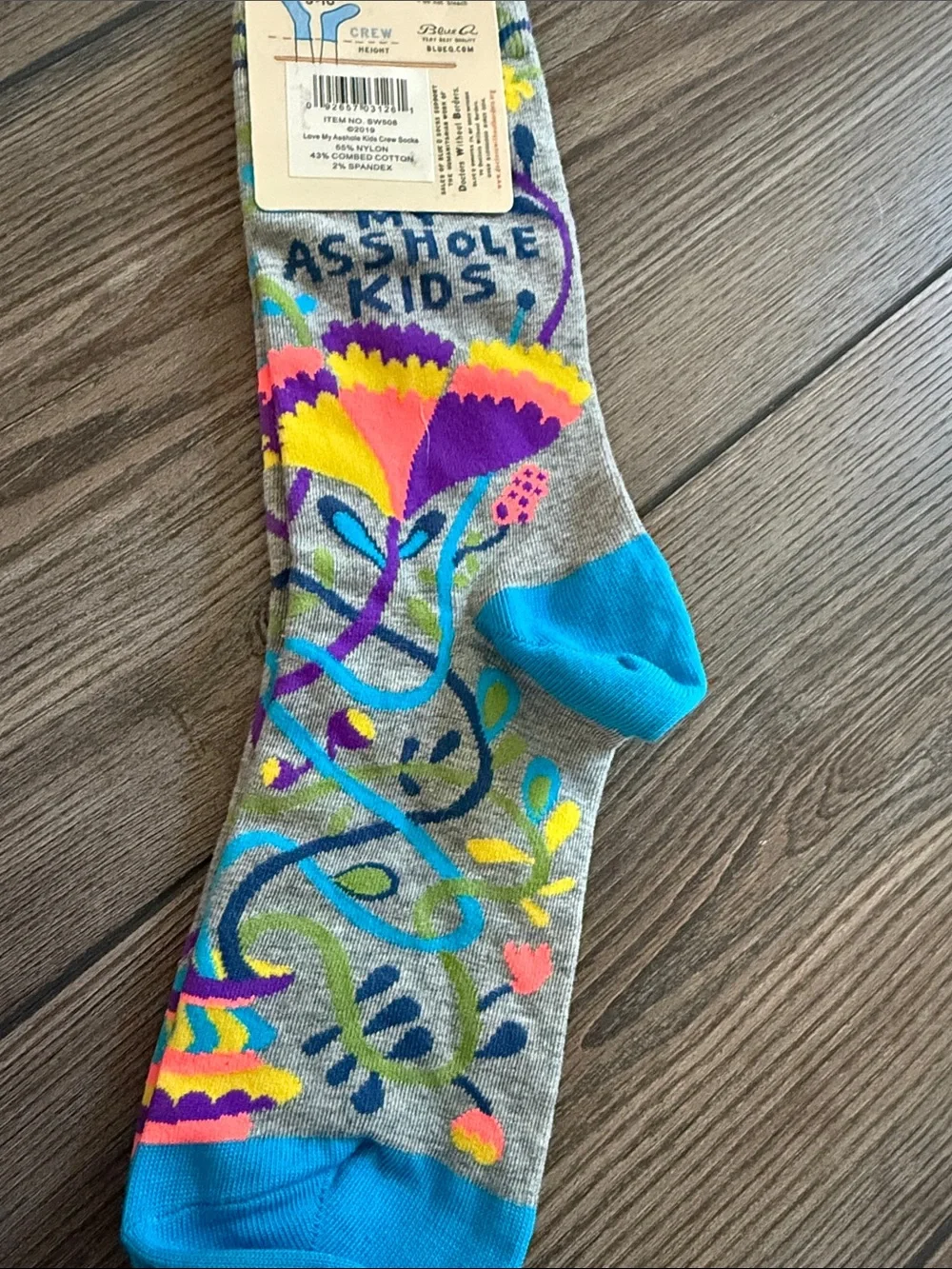 I Love My _________  Kids Gray Crew Socks with Turquoise Accents